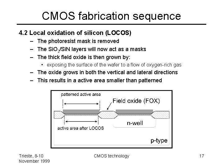 CMOS fabrication sequence 4. 2 Local oxidation of silicon (LOCOS) – The photoresist mask