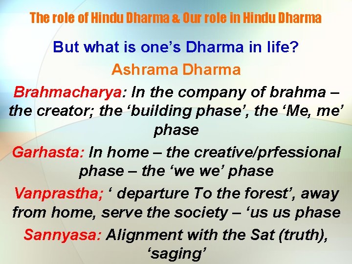 The role of Hindu Dharma & Our role in Hindu Dharma But what is