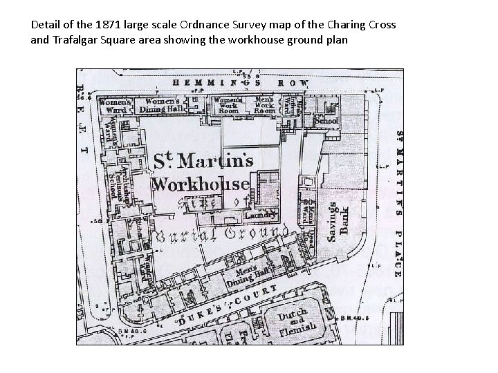 Detail of the 1871 large scale Ordnance Survey map of the Charing Cross and