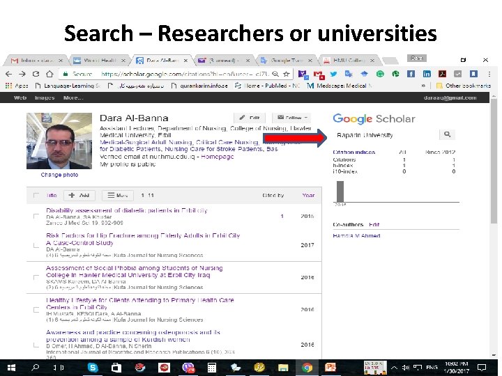 Search – Researchers or universities 