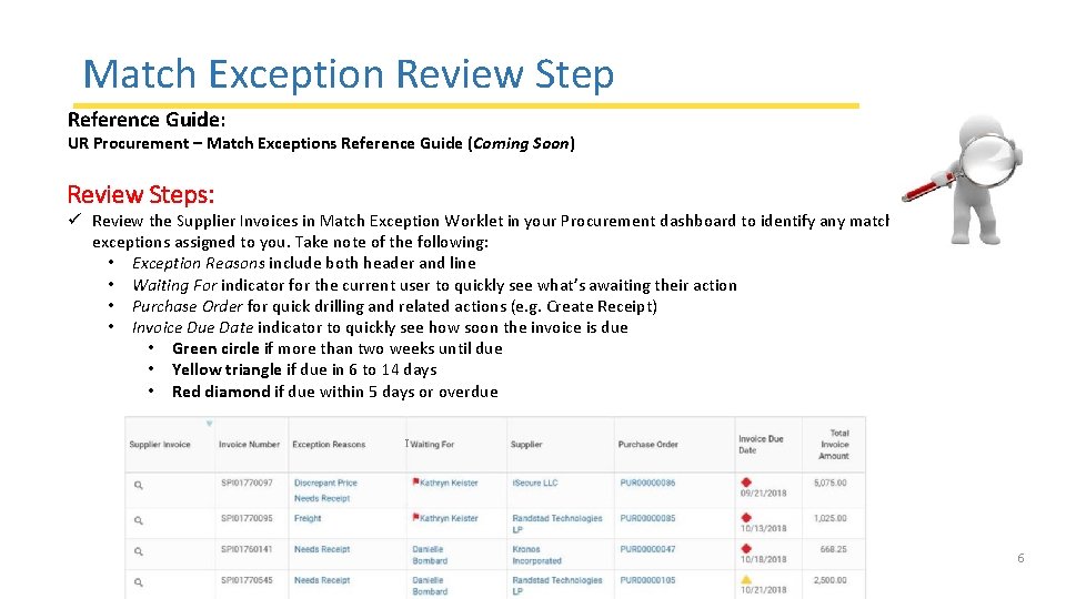 Match Exception Review Step Reference Guide: UR Procurement – Match Exceptions Reference Guide (Coming