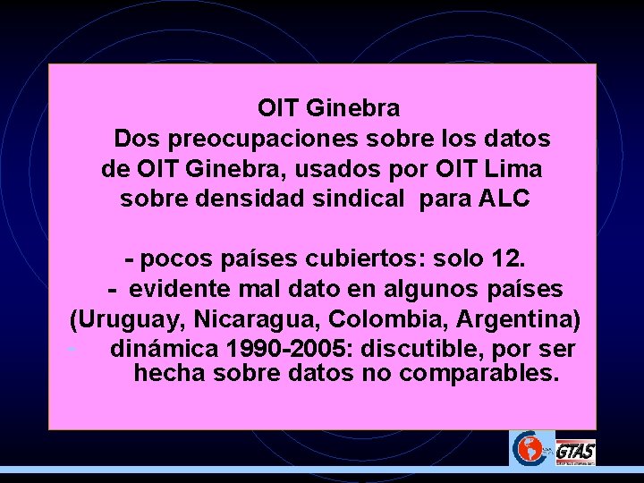 OIT Ginebra Dos preocupaciones sobre los datos de OIT Ginebra, usados por OIT Lima