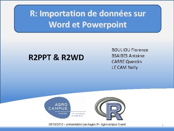 R: Importation de données sur Word et Powerpoint R 2 PPT & R 2