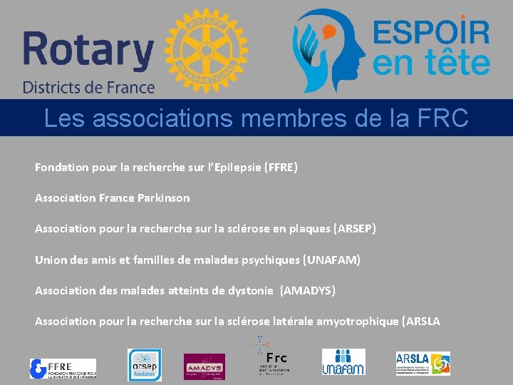 Les associations membres de la FRC Fondation pour la recherche sur l’Epilepsie (FFRE) Association