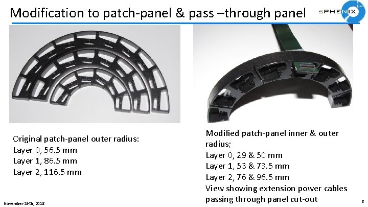 Modification to patch-panel & pass –through panel Original patch-panel outer radius: Layer 0, 56.