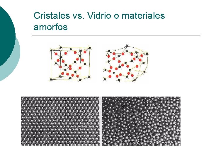 Cristales vs. Vidrio o materiales amorfos 