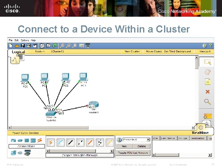 Connect to a Device Within a Cluster PT 4. 1 Advanced © 2007 Cisco