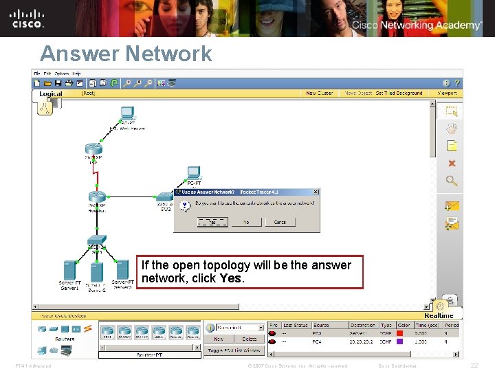 Answer Network If the open topology will be the answer network, click Yes. PT