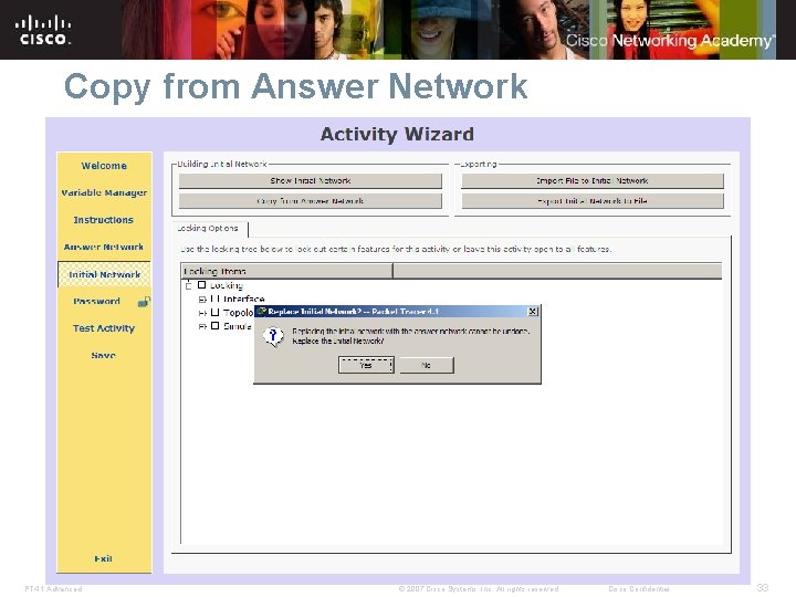 Copy from Answer Network PT 4. 1 Advanced © 2007 Cisco Systems, Inc. All