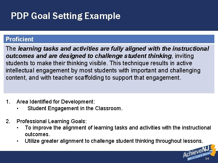 PDP Goal Setting Example Proficient Slide 2 of 2 The learning tasks and activities