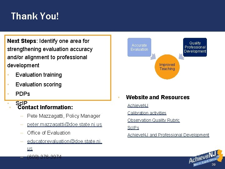 Thank You! From Pete Mazzagatti Next Steps: Identify one area for strengthening evaluation accuracy