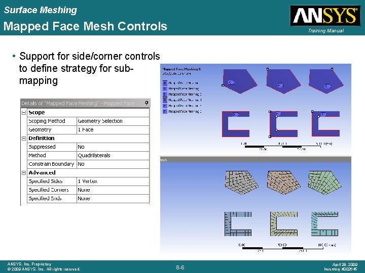 Surface Meshing Mapped Face Mesh Controls Training Manual • Support for side/corner controls to