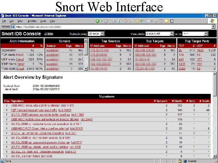 Snort Web Interface CIT 480: Securing Computer Systems Slide #23 