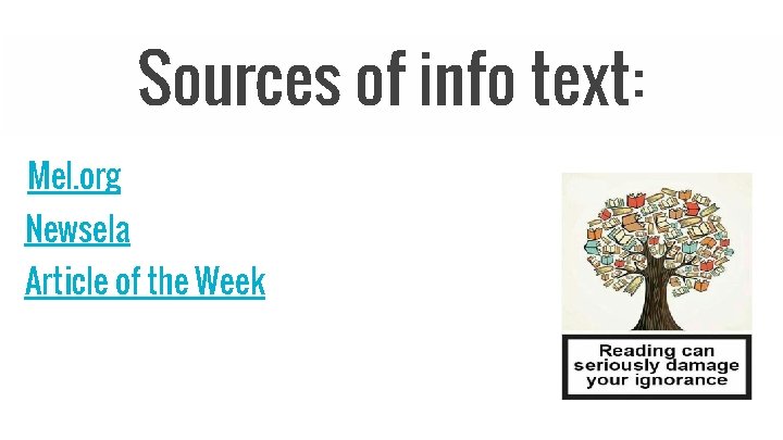 Sources of info text: Mel. org Newsela Article of the Week 