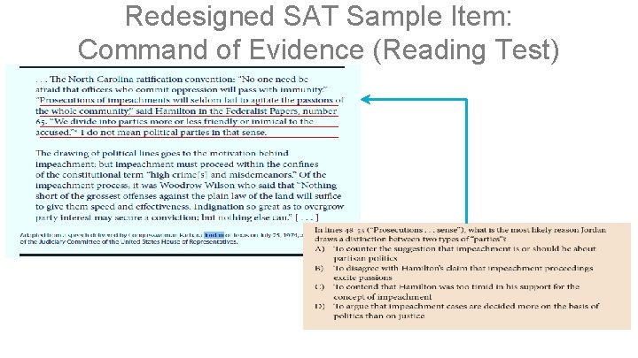 Redesigned SAT Sample Item: Command of Evidence (Reading Test) 