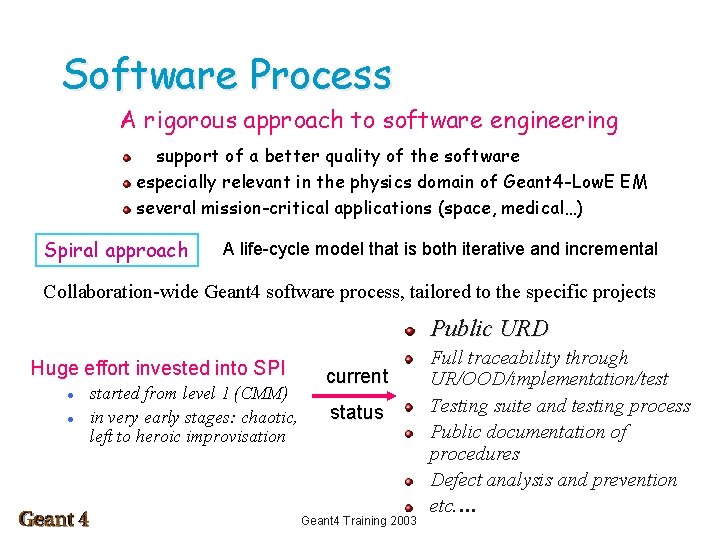 Software Process A rigorous approach to software engineering in support of a better quality