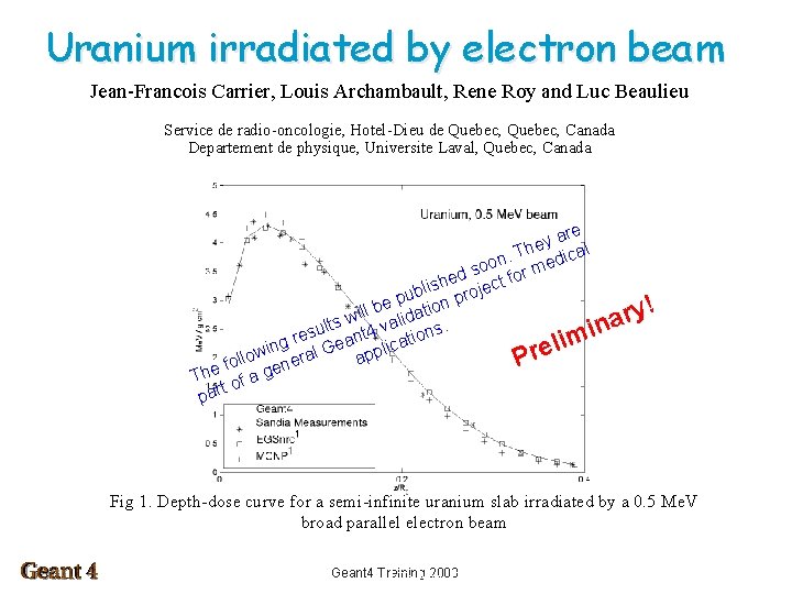 Uranium irradiated by electron beam Jean Francois Carrier, Louis Archambault, Rene Roy and Luc