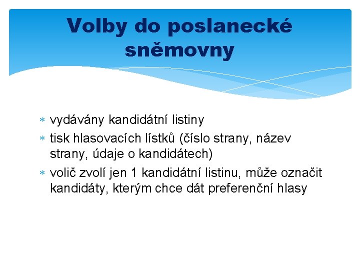 Volby do poslanecké sněmovny vydávány kandidátní listiny tisk hlasovacích lístků (číslo strany, název strany,