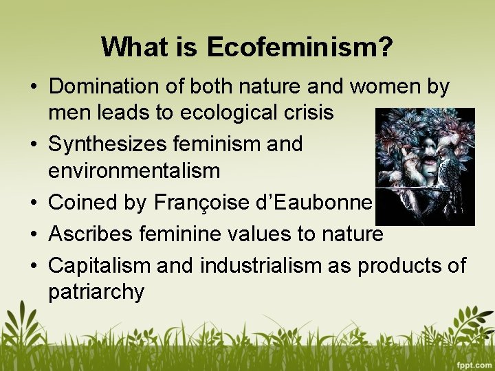 What is Ecofeminism? • Domination of both nature and women by men leads to