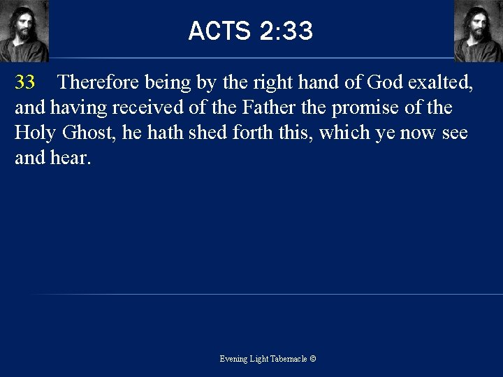 ACTS 2: 33 33 Therefore being by the right hand of God exalted, and