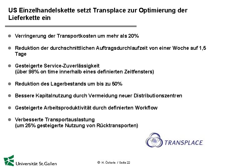 US Einzelhandelskette setzt Transplace zur Optimierung der Lieferkette ein l Verringerung der Transportkosten um