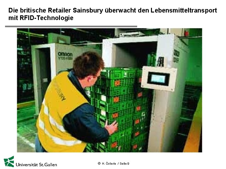 Die britische Retailer Sainsbury überwacht den Lebensmitteltransport mit RFID-Technologie ã H. Österle / Seite