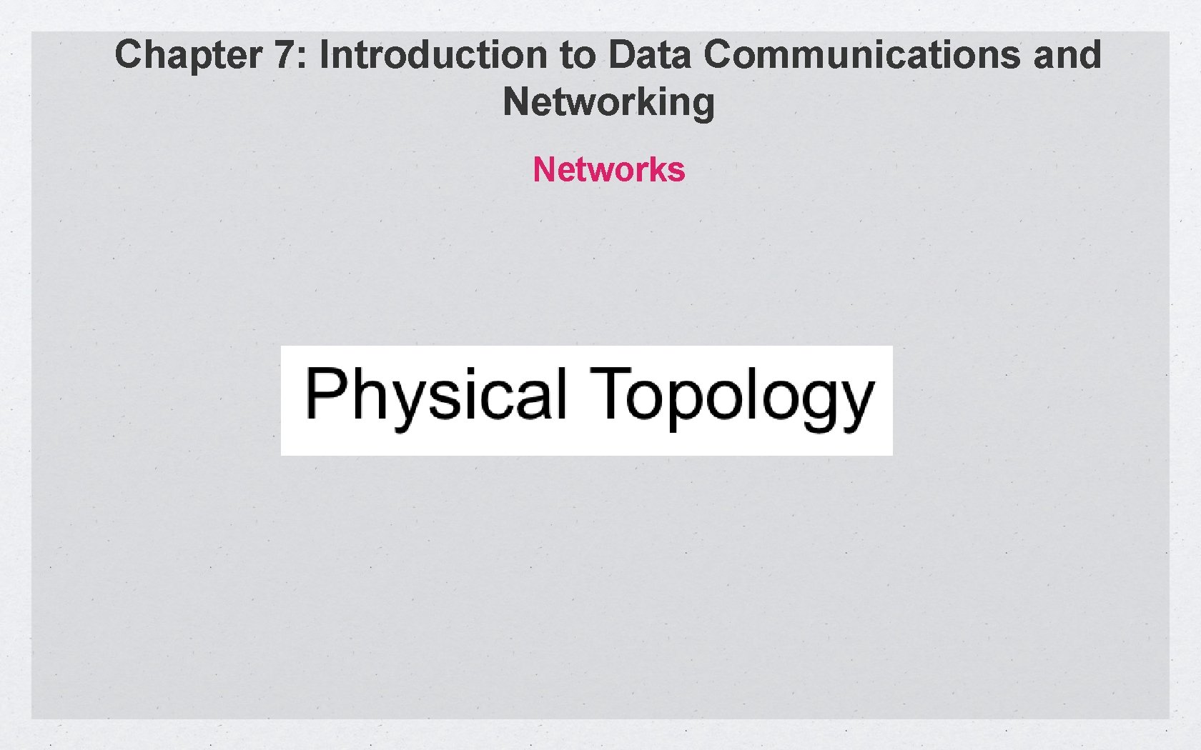 Chapter 7: Introduction to Data Communications and Networking Networks 