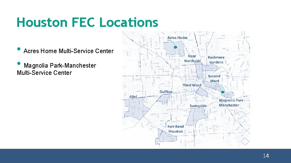 Houston FEC Locations • Acres Home Multi-Service Center • Magnolia Park-Manchester Multi-Service Center 14