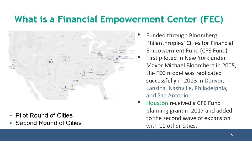 What is a Financial Empowerment Center (FEC) • • Pilot Round of Cities •