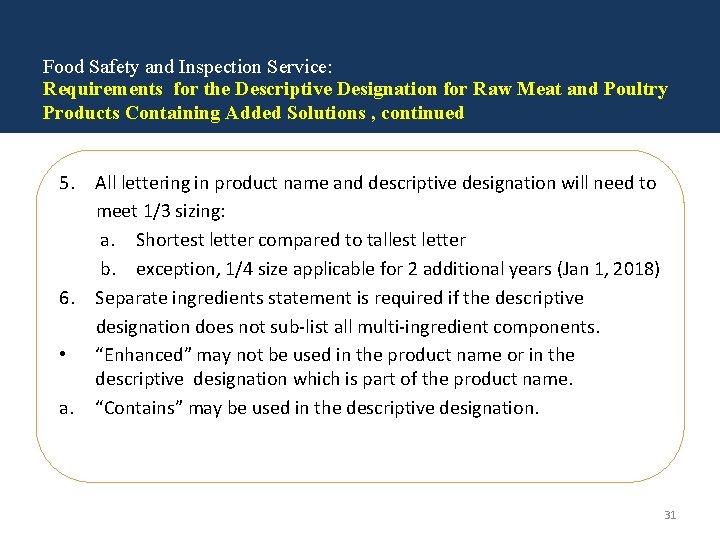Food Safety and Inspection Service: Requirements for the Descriptive Designation for Raw Meat and
