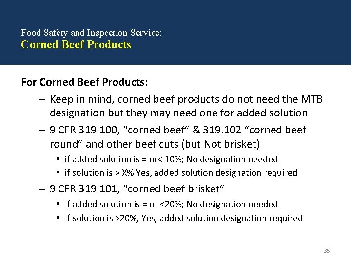 Food Safety and Inspection Service: Corned Beef Products For Corned Beef Products: – Keep