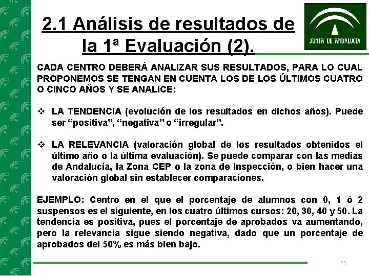 2. 1 Análisis de resultados de la 1ª Evaluación (2). CADA CENTRO DEBERÁ ANALIZAR