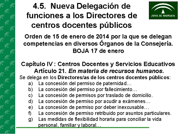 4. 5. Nueva Delegación de funciones a los Directores de centros docentes públicos Orden