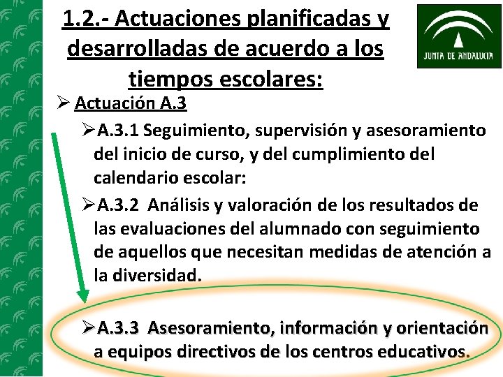 1. 2. - Actuaciones planificadas y desarrolladas de acuerdo a los tiempos escolares: Actuación