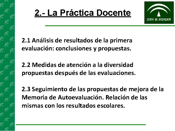 2. - La Práctica Docente 2. 1 Análisis de resultados de la primera evaluación: