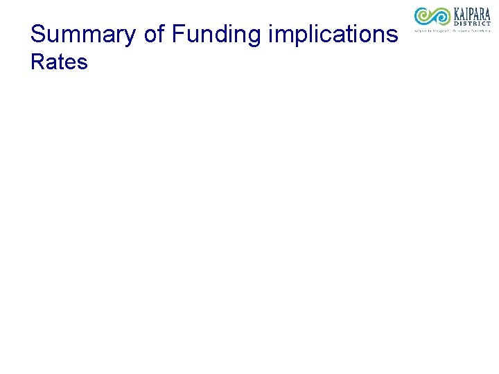 Summary of Funding implications Rates 