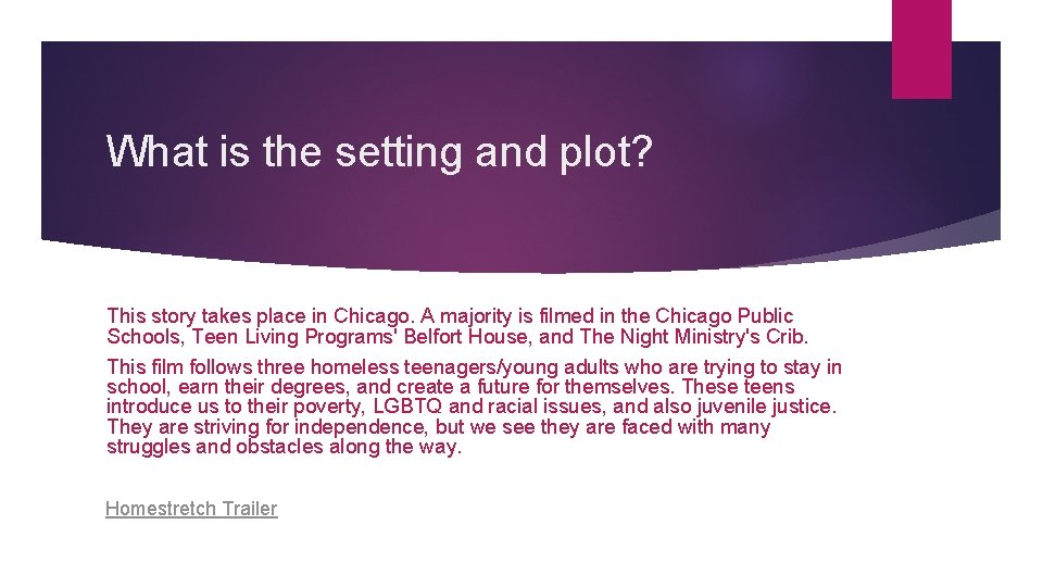 What is the setting and plot? This story takes place in Chicago. A majority