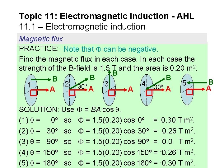 Topic 11: Electromagnetic induction - AHL 11. 1 – Electromagnetic induction Magnetic flux PRACTICE: