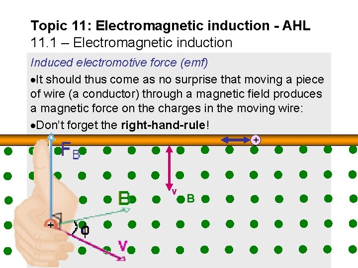 Topic 11: Electromagnetic induction - AHL 11. 1 – Electromagnetic induction Induced electromotive force