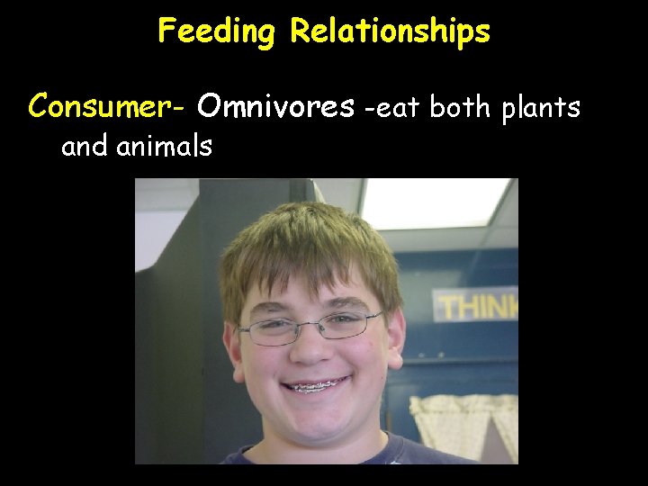 Feeding Relationships Consumer- Omnivores -eat both plants and animals 