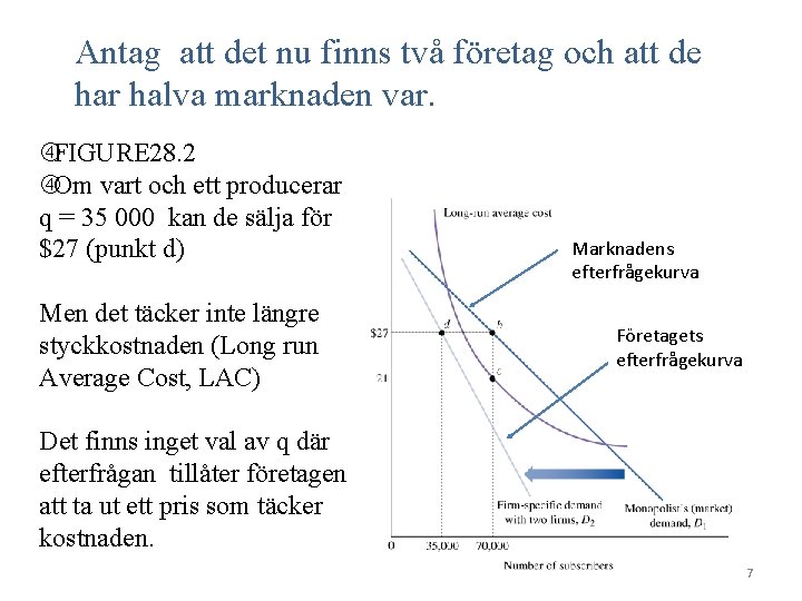 Antag att det nu finns två företag och att de har halva marknaden var.