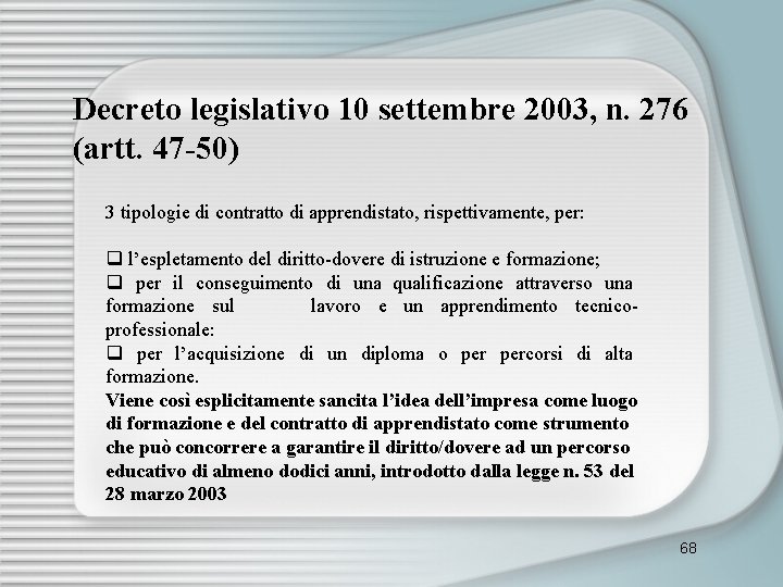 Decreto legislativo 10 settembre 2003, n. 276 (artt. 47 -50) 3 tipologie di contratto