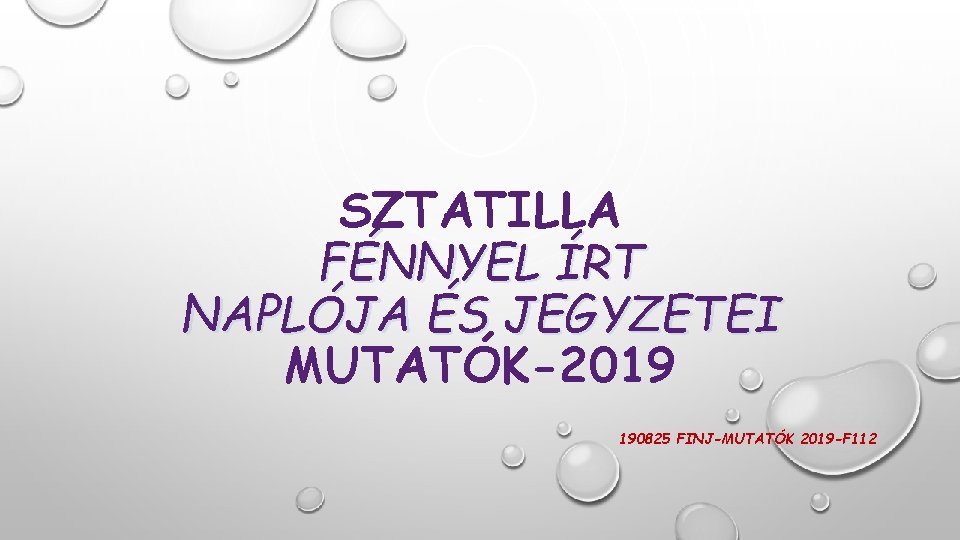 SZTATILLA FÉNNYEL ÍRT NAPLÓJA ÉS JEGYZETEI MUTATÓK-2019 190825 FINJ-MUTATÓK 2019 -F 112 