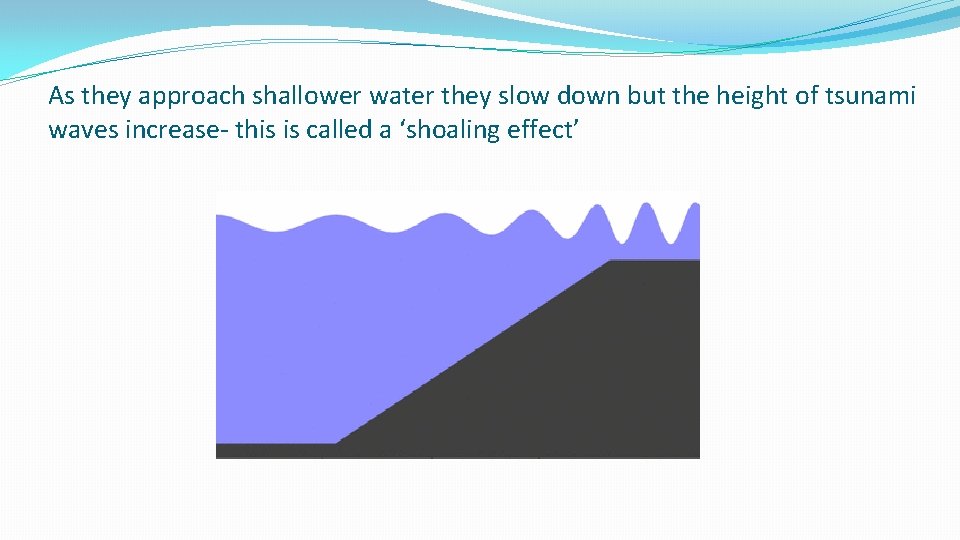 As they approach shallower water they slow down but the height of tsunami waves