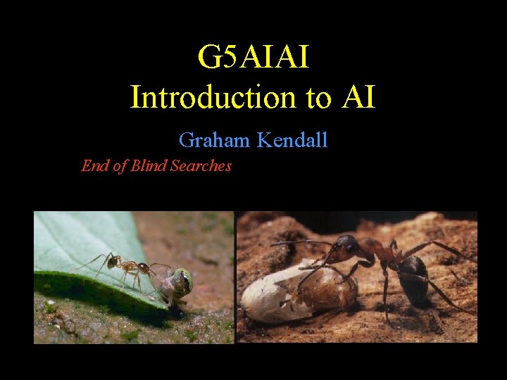 G 5 AIAI Introduction to AI Graham Kendall End of Blind Searches 