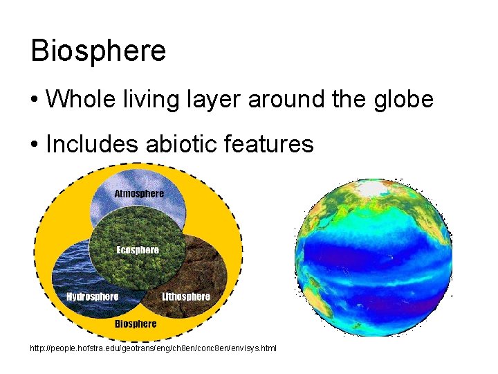 Biosphere • Whole living layer around the globe • Includes abiotic features http: //people.