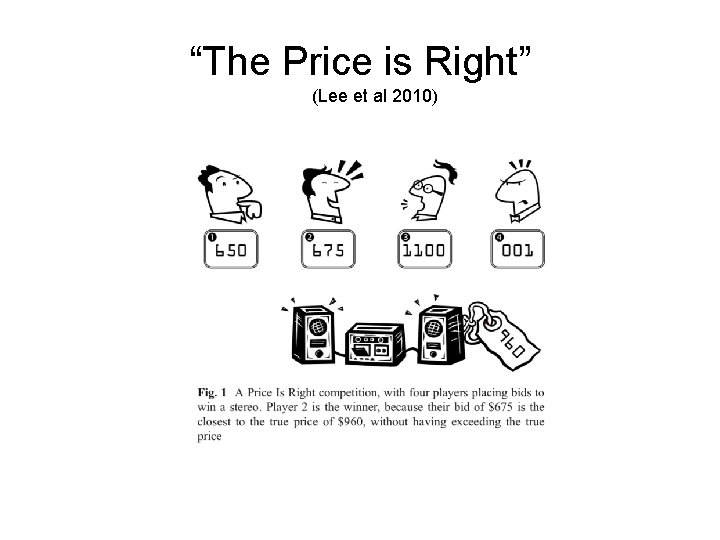 “The Price is Right” (Lee et al 2010) 
