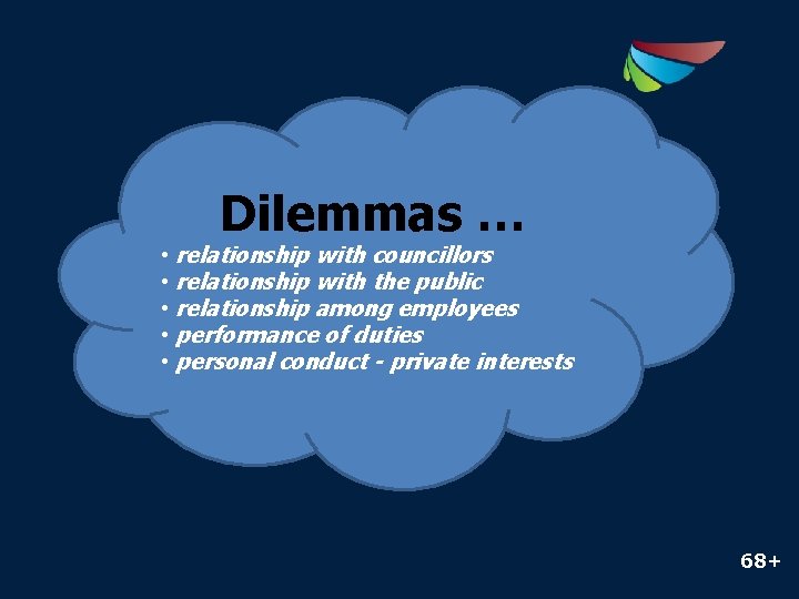 Dilemmas … • • • relationship with councillors relationship with the public relationship among