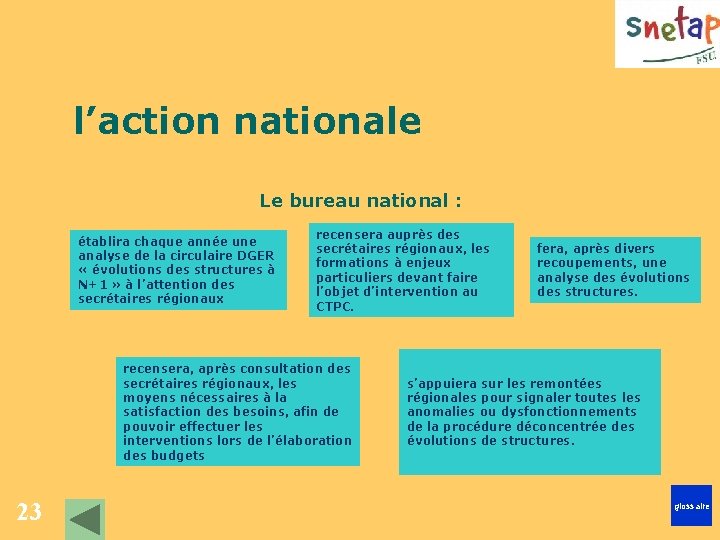 l’action nationale Le bureau national : établira chaque année une analyse de la circulaire l’action nationale Le bureau national : établira chaque année une analyse de la circulaire