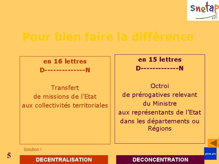 Pour bien faire la différence 5 en 16 lettres D-------N en 15 lettres D-------N Pour bien faire la différence 5 en 16 lettres D-------N en 15 lettres D-------N